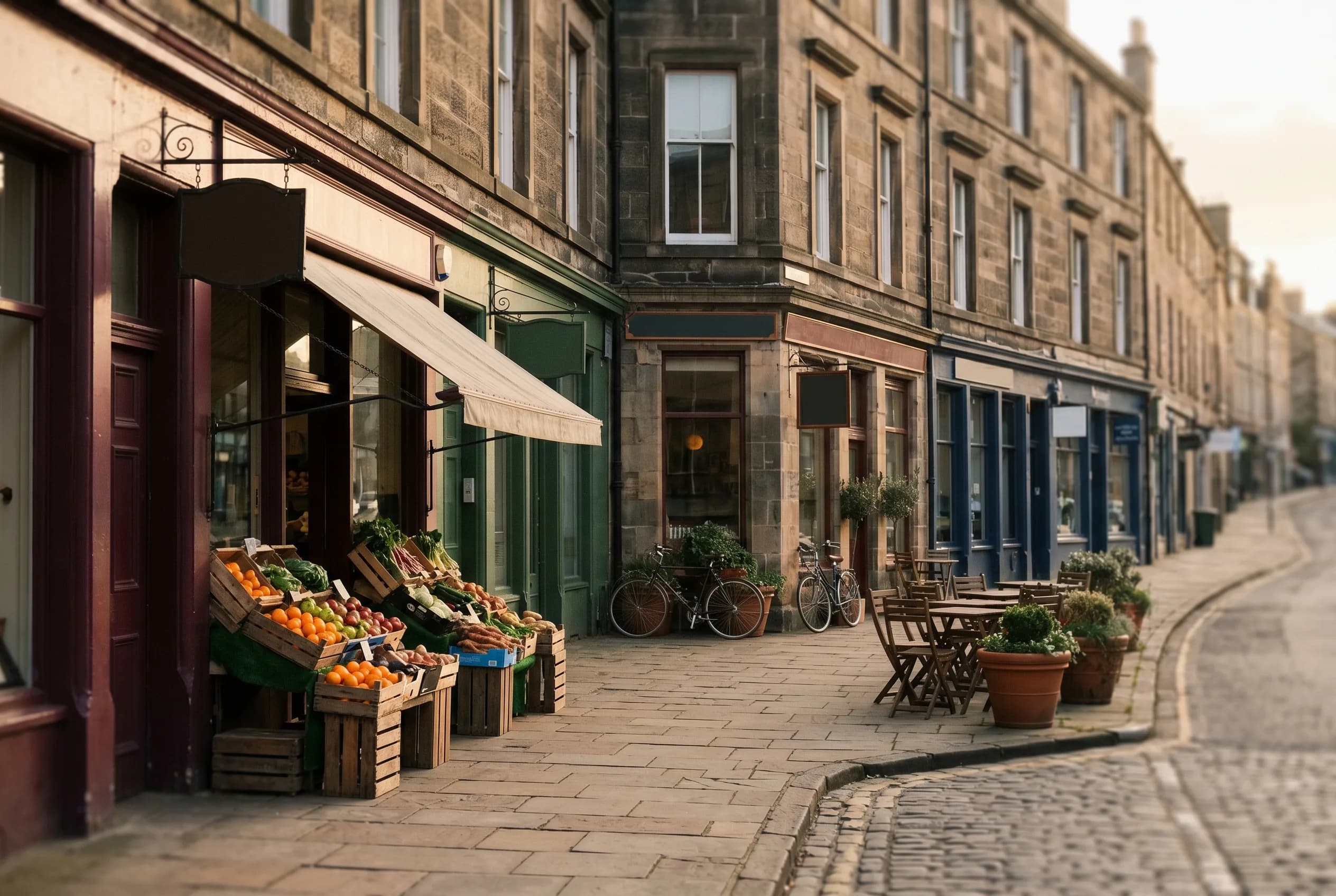 Edinburgh independent high street with local businesses found by nearby customers through local SEO