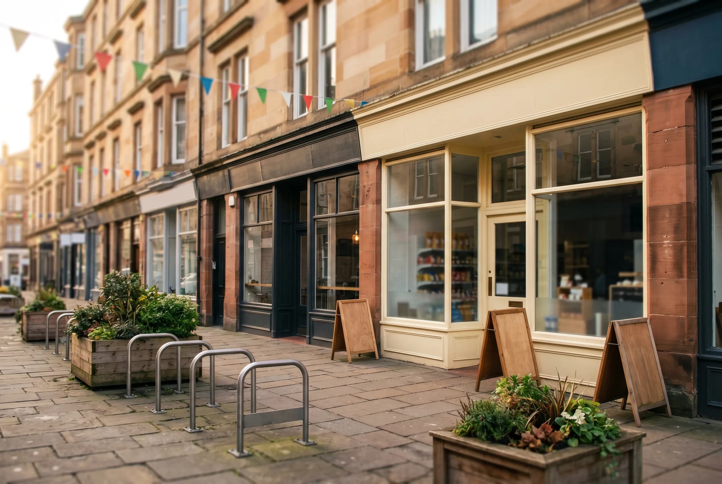 Glasgow independent high street with local businesses found by nearby customers through local SEO